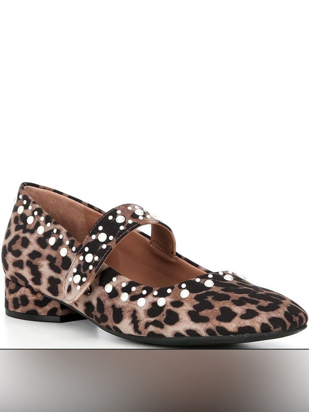 NWT Copper Key Pearl Studded Leopard Print Mary Jane Pumps Sz.9.5